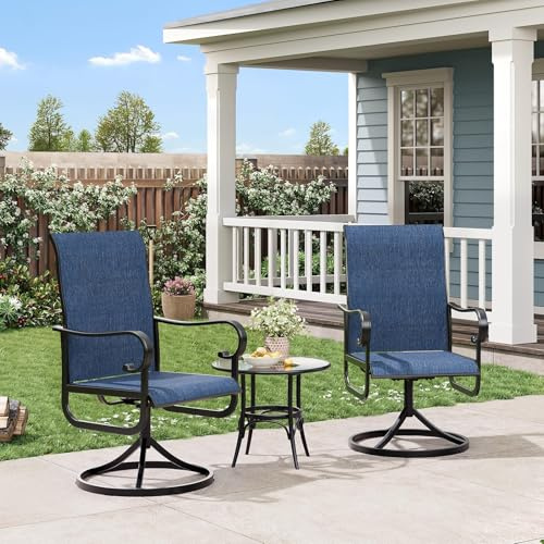 RBFGYIOP Drehstühle 2er Set 360° Schaukelstuhl, Outdoor-Stühle Wetterfeste & Rostbeständig, Gartensessel Mit Atmungsaktivem Textilene & Metallgestell, Für Terrasse Garten Balkon Lounge, Blau
