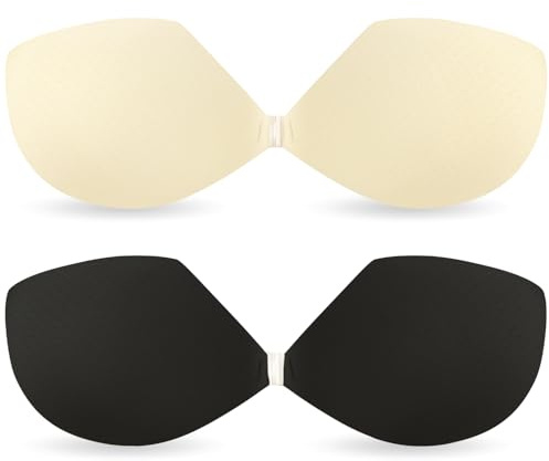 UEKUR Stick On Bra for Women, Invisible Strapless Backless Push Up Bra | Front Clasp for Firm Support, Self-Adhesive All-Day Stay, Breathable, Skin-Friendly & Reusable