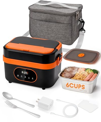 Cordless Portable Self-Heating Electric Lunch Box Food Container UK1.5L | 1500 ml, 18000mAh, Rechargeable Battery, Food-grade Stainless steel, with Shoulder Bag
