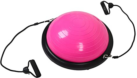 Picysa Mezza Palla Fitness Ispessita con Design Antiscivolo e Corde di Resistenza per Esercizi di Pilates Ed Esercizi di Massaggio - Trainer in PVC ABS Rosa da 46 Cm