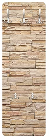 Bilderwelten Garderobe - Steinoptik Asian Stonewall - Große helle Steinmauer aus wohnlichen Steinen, Größe HxB:105cm x 34cm