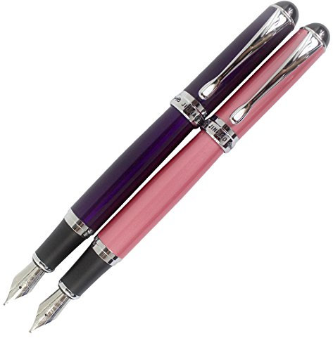 Sipliv 2PCS Jinhao X750 Fountain Pen in 2 Colors with Ink Refill Converter, Purple & Pink