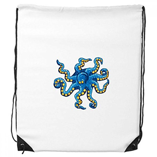 DIYthinker Blaue Krake Marine Life Cartoon-Muster-Rucksack Einkaufssporttaschen Geschenk