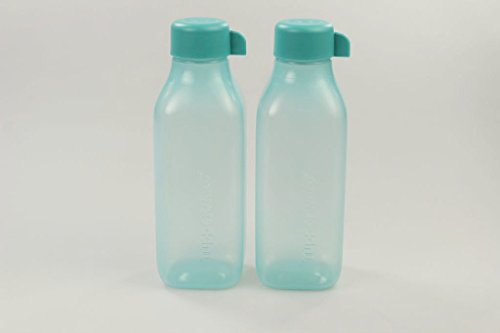 TUPPERWARE To Go Eco 500 ml türkis (2) EcoEasy Öko quadtratisch Flasche Quader