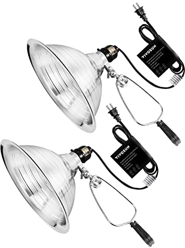 VIVOSUN Clamp Lamp Light with Detachable 8.5 Inch Aluminum Reflector up to 150 Watt E26 Socket (No Bulb Included), 6 Feet Cord, UL Listed, Pack of 2