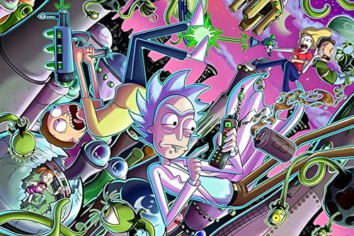 Buyartforless TV-Poster, Motiv Rick and Morty Chaos, 36 x 24 cm, Animiertes Cartoon-Poster, Dekorativer Akzent, Mehrfarbig