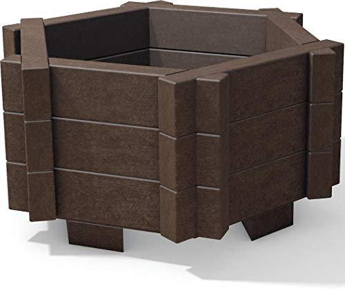 Blumenkübel VINCA 1 (6-eckig), ø 88cm, 52 x 44cm, braun, aus dem Recycling-Kunststoff hanit®, witterungsbeständig und verrottungsresistent