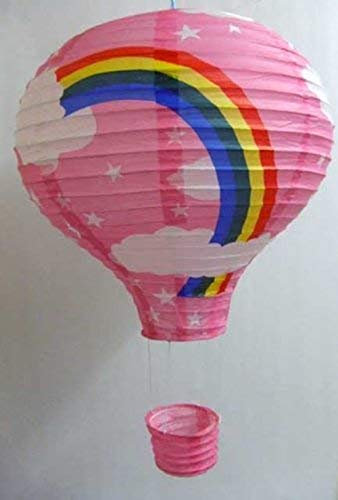 EPRHY Plafonnier montgolfière arc-en-ciel (abat-jour en papier) – Rose