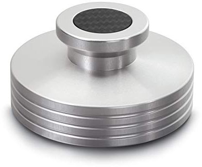 Dynavox estabilizador para Tocadiscos PST330, Superficie de Apoyo de Aluminio para Tocadiscos, Peso de 330 g, con Superficie de Contacto de Carbono e Inserto, Color Plateado