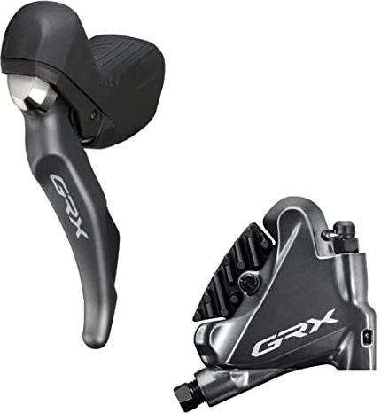 Shimano GRX ST-RX810 GRX 2-speed STI bled with BR-RX810 flat mount calliper, left rear