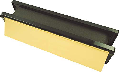 Firestop FS300 10 Defender Fire Rated Letterbox, Brass c/w Black Frame, 30 Minute Fire Rating