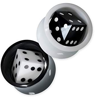 Fly Style 1 Stück Piercing Ohr Tunnel Plug Würfel - Ohr Piercings - Rockabilly Acryl oder Horn Tunnel, Modelle:Modell B, Größe:14 mm