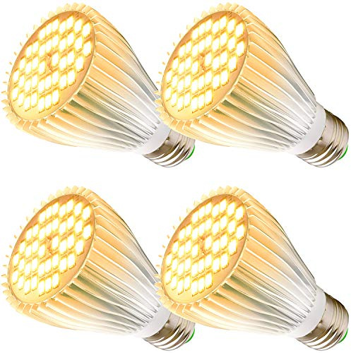 MILYN 4 Pack LED Grow Light Bulb, 30W Full Spectrum Plant Light Bulb Warm LED Grow Lights for Indoor Plants Vegetables, Flowers, Houseplants and Seedlings, E26 Lamp for Greenhouse, Garden, Hydroponic