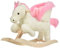 HOMCOM Cheval à Bascule Fonction Musicale Selle Grand Confort Peluche Courte Douce Bois peuplier Blanc et Rose dim. 70L x 28l x 57H cm