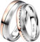 DOOSTI Damen Herren Ringe für Paare Bicolor Silber Rosegold Edelstahl Damenring Herrenring als Partnerringe Freundschaftsringe Verlobungsring Mann Frau (Damenring, 64 (20.4))