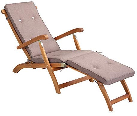 Detex Cuscino Imbottito per Sedia a Sdraio Crema Melange Traspirante Cuscini per Lettini da Giardino