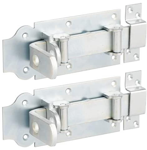 Alberts 118570 Rollen-Schlossriegel | gerade, mit flachem Griff und befestigter Schlaufe | galvanisch verzinkt, dickschichtpassiviert | Platte 180 x 80 mm | 2er Set