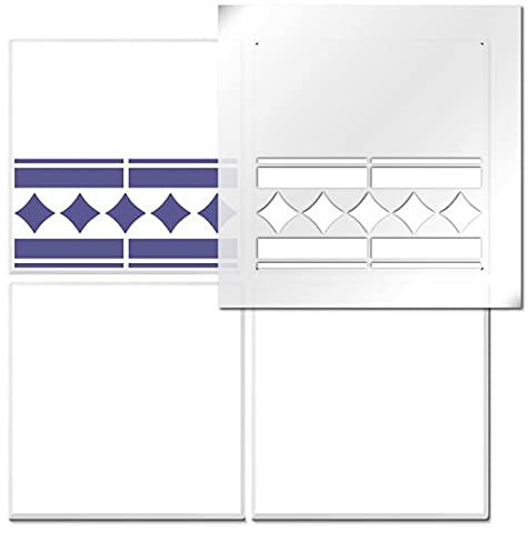 The Stencil Studio Calcot Border Tile Stencil - Floor, Wall or Patio. Just add Paint! Ideal for Tile Makeovers - fits Standard Tile Sizes. Single Tile (11058) to fit 2 inch Tiles (5.08cm).