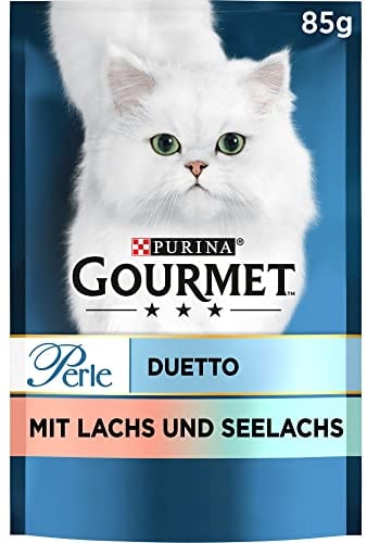 Gourmet PURINA GOURMET Perle Duetto Katzenfutter nass, mit Lachs und Seelachs, 26er Pack (26 x 85g)