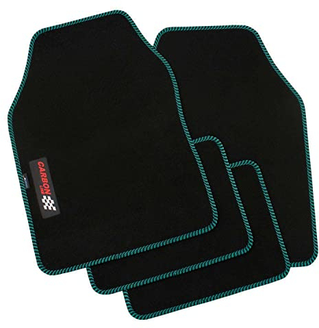 PETEX Carbon Autoteppich Universal 4-teilig schwarz/grün