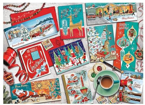 Cobble Hill Puzzle mit 1000 Teilen – Mid Mod Season's Greetings – inklusive Probeposter