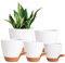 Vanslogreen Selbstwässernder Blumentopf 5er-Set, 17.8/16.5/15.2/13.9/12.7cm Pflanzgefäße mit Drainageloch Topf für Zimmerpflanzen, Pflanztöpfe für afrikanische Veilchen, Ochidee, Kräutertopf, Weiß