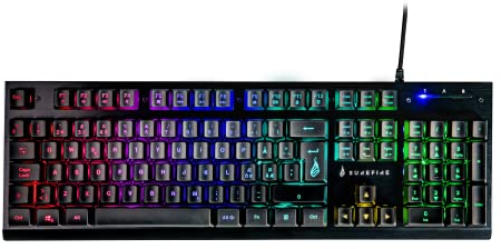 SureFire Kingpin X2 Gaming Tastatur Nordisch, Gaming Multimedia Keyboard mit Beleuchtung, RGB-Tastatur mit Aluminium-Frontplatte, 25 Anti-Ghosting-Tasten, skandinavisches Layout QWERTY