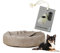 Rohrschneider Deluxe Hundekissen Kuschelhöhle Denver, Samt, mit Hundekotbeutel, Größe S (für kleine Hunde), Taupe