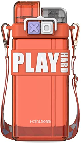 YUANLE Bouteille d'eau en Plastique de Haute qualité de 18 oz, Bouteille d'eau Portable étanche avec Double Couvercle surélevé pour la Course, la Gym, l'extérieur et Le Camping
