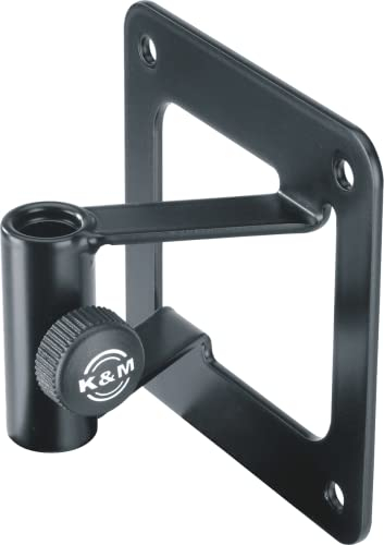 K&M 23856 Wall Mount for Microphone Arms Black Steel with Bolt Attachment and Locking Screw - Robust and Stable