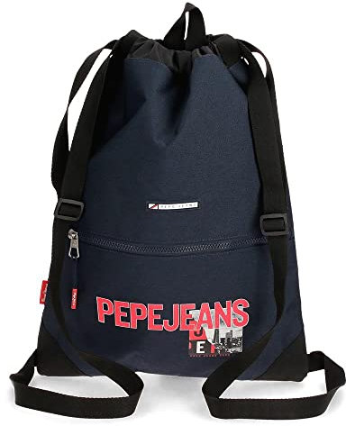 Pepe Jeans Dikran Mochila Saco Con Cremallera Azul 33x44 cms Poliéster