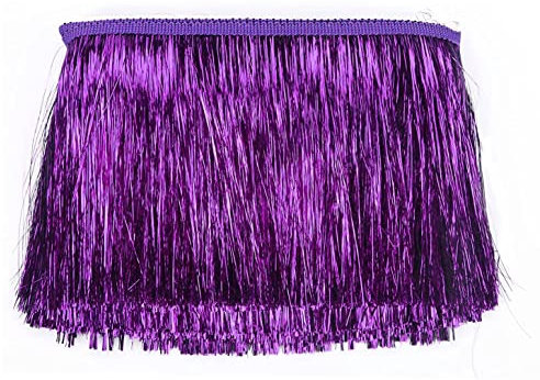 YYCRAFT Lametta-Fransenborte, Lametta-Girlande, Tanzkostüm, Fransenbesatz, glänzende Folien-Effekt, Party-Dekoration, 4,5 m, Violett, 20,3 cm