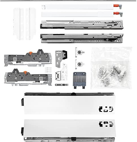 BLUM Schubladenschienen TANDEM SET; Zargenhöhe 83mm inkl. Reling 195mm, mit TIP-ON BLUMOTION, 20kg, NL270mm, Seidenweiß, bis max. KB1400mm