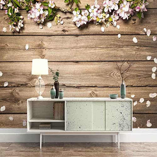Wandbild Blütenblätter Auf Holz Tapete 3D Wandbild Papier Salon Schlafzimmer Wand Dekorative 3D Tapetenkleister Wohnzimmer Die Wand Für Schlafzimmer Wandbild Abnehmbare Wand Foto S 350 x 256 cm (BxH)