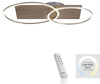 LED Deckenleuchte Palma in Natur-dunkel und Silber 2x15W 2000lm