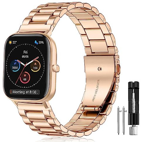 Issinlky Cinturino in metallo per Amazfit GTS 3, 20 mm cinturino in acciaio inossidabile per Amazfit Bip 3,Bip 3Pro, Amazfit Bip,Bip U Pro, Amazfit GTR 42mm, GTS 2 Mini,GTS,GTS 2,GTS 4, GTS 4 Mini