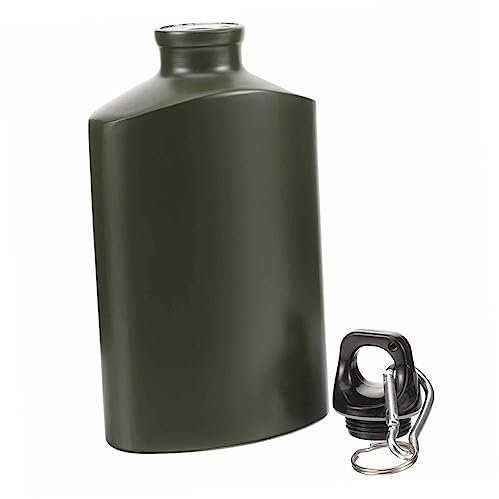 Toddmomy Water bottle outdoor leisure flat kettle travel bottle small water bottle Accessories camping supplies flat outdoor Flat Aluminum flat bottle on foot carry with hook old fashioned