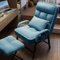 BradOc Fauteuil d'aile avec Tabouret Fauteuil inclinable avec Repose-Pieds Fauteuil pour Salon, Fauteuil TV avec Fonction inclinable, Fauteuil TV Chaise de Lecture pour Chambre, Salon,Bleu
