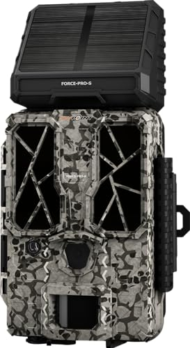 Spypoint Wildkamera Force-PRO-S 30MP FullHD 4K 0,2s Auslösezeit 34m Reichweite Nachtsicht Solarpanel 54 Super-Low-Glow-LEDs 2-LCD-Bildschirm - Hochleistungs-Trail-Kamera für Jagd, Überwachung