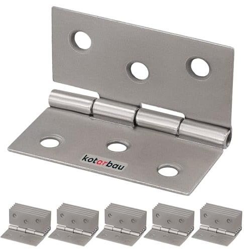 KOTARBAU® 25er Set Möbelscharnier 40 mm Möbelband Schrankscharnier Nickel Gerollte Scharniere Klappbar Klavierband Steckverbinder Kistenband Werkzeugkästen