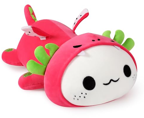 shownicer Plüschtier Axolotl Kuscheltier Stofftier Kawaii Axolotl Plüsch, Axolotl Plüschkissen Spielzeug, Wurfkissen, Schmusetier Geschenk für Kinder Mädchen 3+ Jahre (Drachenfrucht, 50cm)
