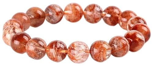 ODYO Mala-Gebetsperlen-Armband, Stretch-Armband, Perlenarmband, Geisterkristall, Halbedelstein-Armband, 8/10 mm, Schmuckzubehör, Geschenk for Valentinstag (Farbe: 8 mm) (Farbe: (Color : Red)