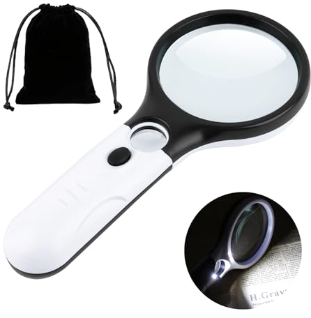 Loupe de Lecture éclairée,Loupe 10X 30X,Loupe Grossissante à Main,Loupe Eclairante,Loupe Lumineuse pour journaux,Lecture, Bijoux, Seniors, Malvoyant, Observation et Travaux Manuels
