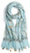 QIUTIMIY Schals für Damen Dünn Blumenmuster Bunte Schals und Tücher Halstuch mit Quasten für Frühling Sommerschal(Blume-Blau Braun)