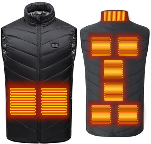 Coinsyyds Beheizbare Weste damen Herren,Beheizte Weste motorrad, Wärmeweste mit 9 Heizzonen 3 Einstellbare Wärmestufe, Heizjacke Elektrisch Heizwesten für Winter Outdoor Wandern 3XL (Ohne Powerbank)
