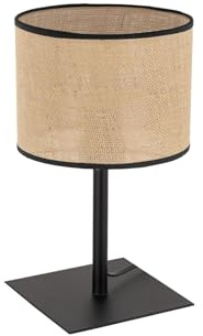 KAR LIGHTING Nachttischlampe | 1 flammige Tischleuchte | Tischlampe aus Metall, Jute | Farbe: Schwarz/Beige, Fassung: E27 |Hängelampe für Wohn- und Bürobereiche