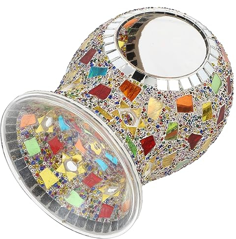 Cabilock Brûleur d'aromathérapie en Verre diffuseurs en Verre pour huiles essentielles Bougie Chauffe-Plat Essentielle en Verre bougeoirs Ornement bougeoir en mosaïque Bohême