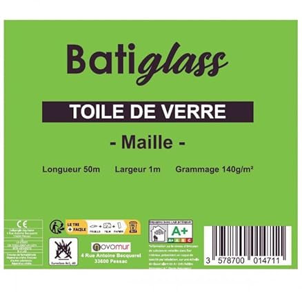 NOVOMUR - Toile de verre à peindre motif maille 120-140g/m² Batiglass- 50Mx1M - Conditionnement 140 g/m²