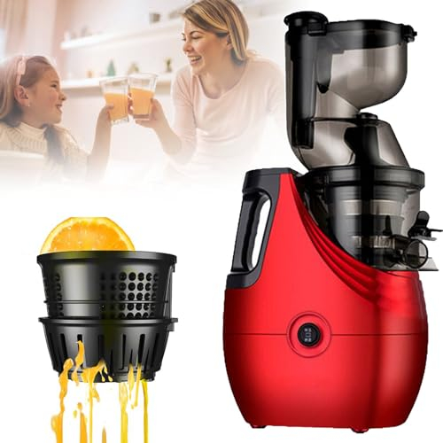 pedenencelia Slow Masticating Juicer - Cold Press Extractor For Fruits, Vegetables - 86mm Large Caliber, 1000ml High Capacity,Quiet Motor, Stainless Steel Material-Easy To Clean,Red