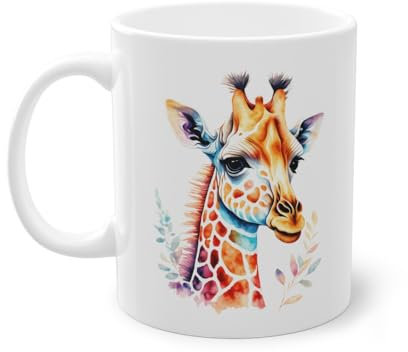 Mug Girafe coloré animal animaux idée cadeau bureau travail anniversaire pour enfant et adulte